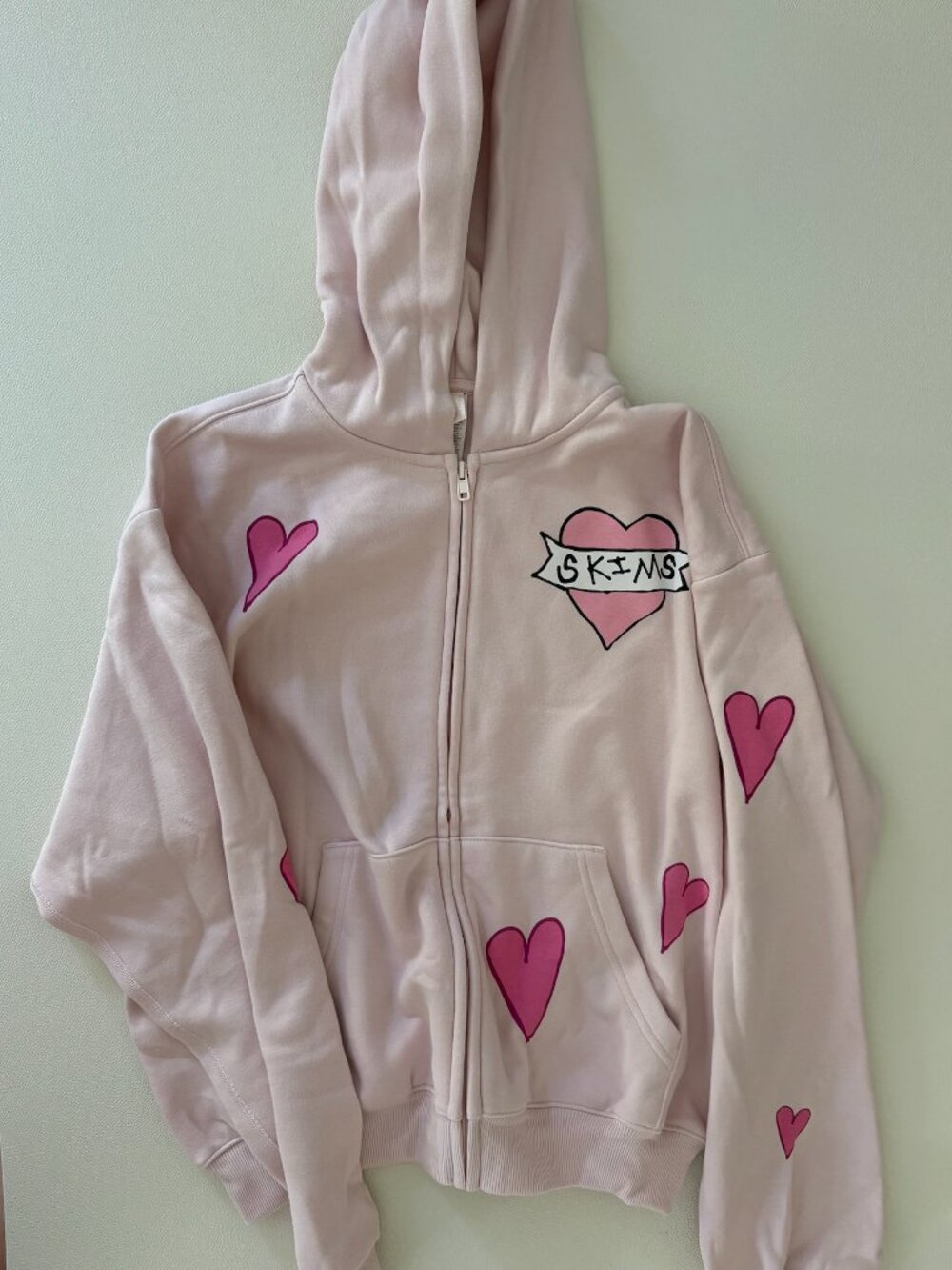 NWOT SKIMS Barely Pink Angel Sketch Zip Hoodie Valentine M